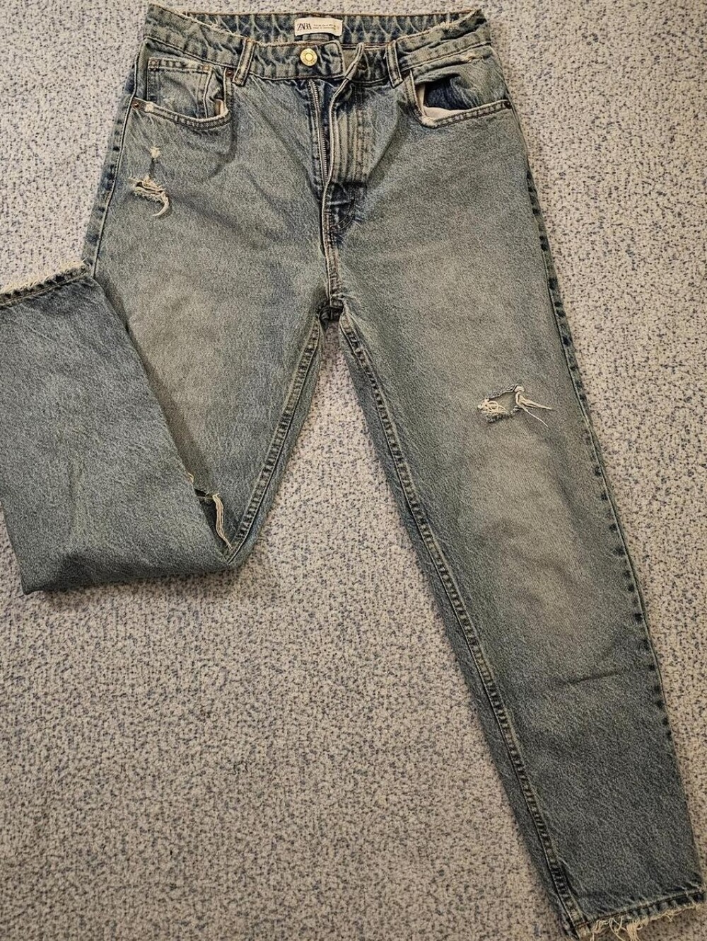 Zara Distressed Straight Jeans